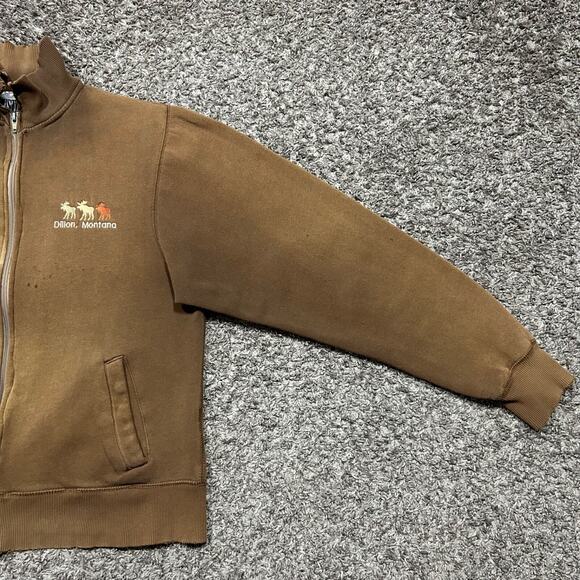 Vintage Thrashed Sweatshirt Sun Faded Full Zip y2k Montana Moose Womens - Picture 2 of 13